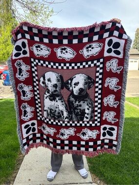 Vintage Beacon 101 Dalmatians Puppy Throw Blanket Farm Animals Made in USA
